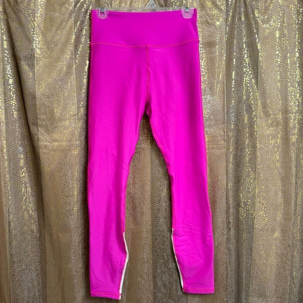 White Fox Active Alexis‎ Hot Pink Fuchsia Panel Leggings Large NWT